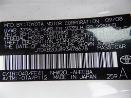 2009 Toyota Prius White 1.5L AT #Z24654